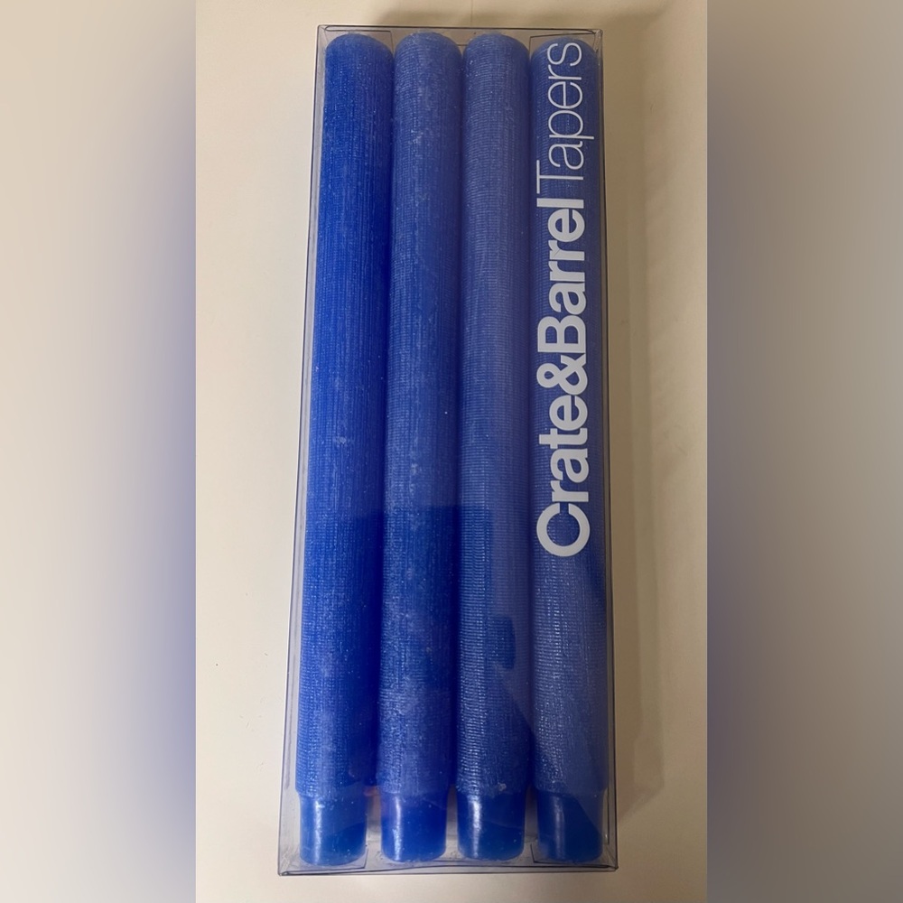 Crate & Barrel Blue Taper Candles